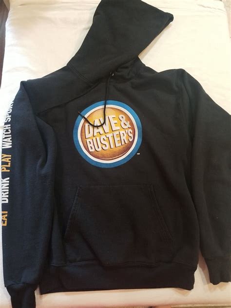 VINTAGE Dave and Busters Black Hoodie PULLOVER PREOWN… - Gem