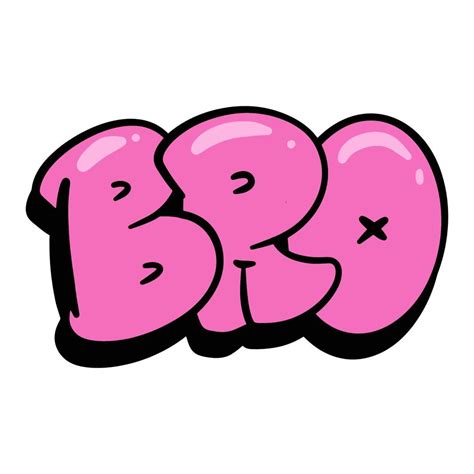 Bro Word Hand Drawn Cartoon Bubble Graffiti Style Typography Isolated