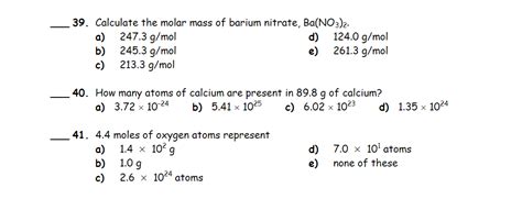 Solved Calculate The Molar Mass Of Barium Nitrate Chegg