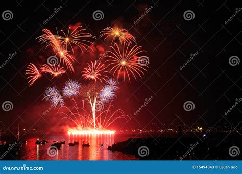 Fireworks Display at English Bay Stock Image - Image of place, city ...