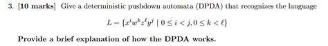 Solved Marks Give A Deterministic Pushdown Automata Chegg