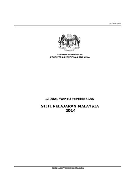 Jadual Waktu Spm Pdf