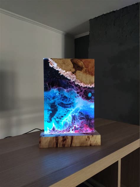 Night Light Lamp Epoxy Resin Wood Epoxy Lamp Epoxy Resin Etsy