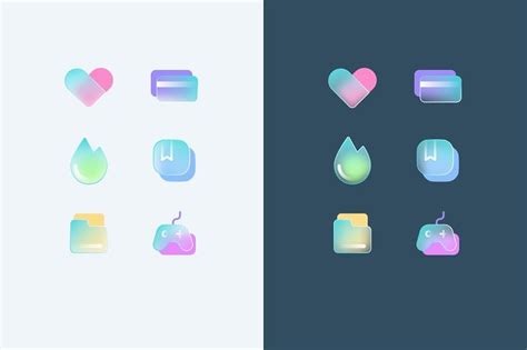 Frosted Glass Icons Set In Figma