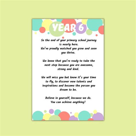 Year 6 Leavers Poem Etsy