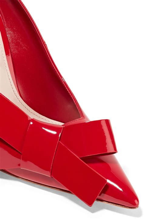 Miu Miu Bow Embellished Patent Leather Pumps Shoes Post