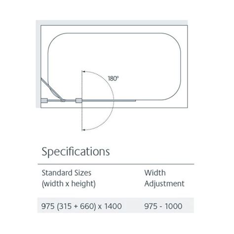 Lakes Contract 6mm Glass Double Panel Curved Hinged Bath Screen 1400mm