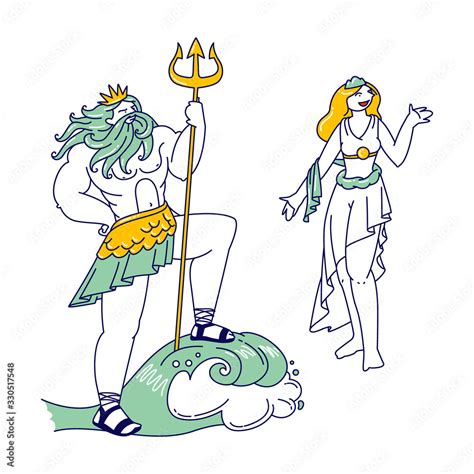 Olympic Gods Poseidon Or Neptune Wearing Crown And Trident God Of Sea