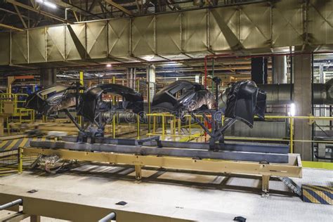 Production Line For Painting Car Bumpers Paint Shop Stock Photo Image