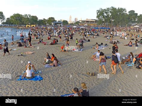 Edgewater Beach And Park Along The Coast Of Lake Erie Near Downtown