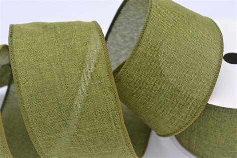 Sage Green Burlap Wired 2 5in Ribbon Wired Green Ribbon Etsy