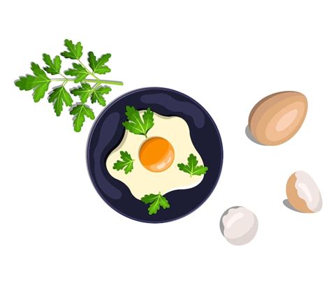 Premium Vector Fried Egg On A Plate Vector Illustration