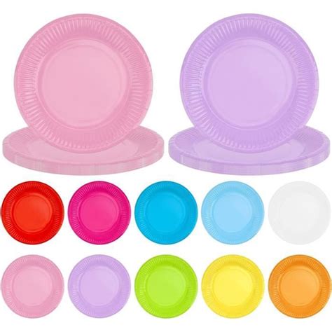 Lot De 100 Assiettes En Carton Colorées De 17 8 Cm Assiettes Rondes En