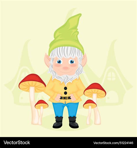 Cute Garden Gnome Character Cartoon Royalty Free Vector