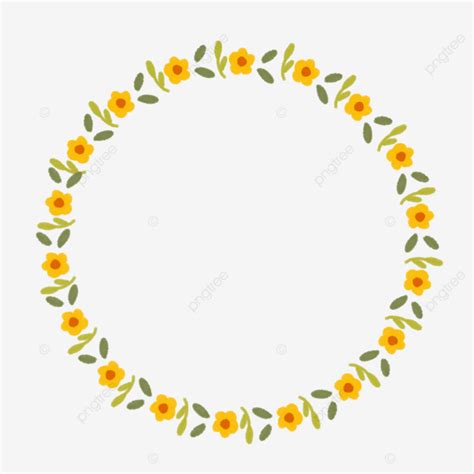 Hand Drawn Yellow Flower Circle Element Design Flower Circle Clipart