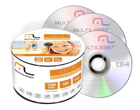 50 Midia Cd r Virgem Multilaser Cd 52x 700mb Cdr Gravável MercadoLivre