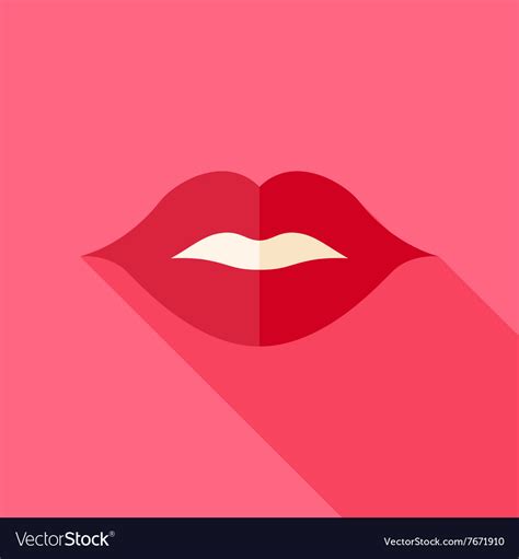 Flat Design Kiss Sexy Lips Icon Royalty Free Vector Image