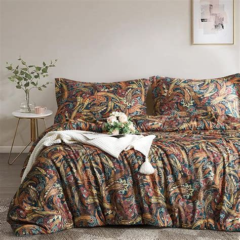 Ikawaapurry Floral King Size Comforter Set for King Bed Paisley Boho ...