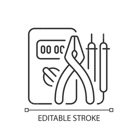 Electrician Tools Linear Icon Measurement Line Voltage Vector