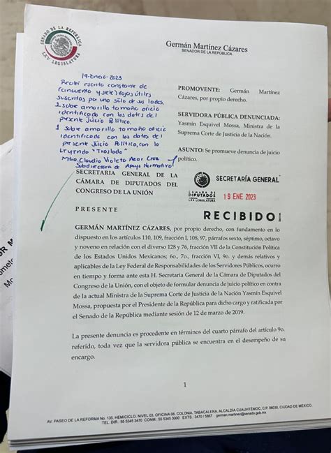 Presentan segunda solicitud de juicio político contra Yasmín Esquivel