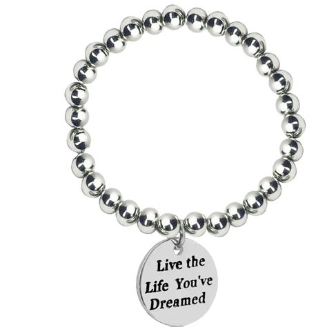 Inspirational Quotes Charm Bracelets Silver Engraved Stainless Steel ...