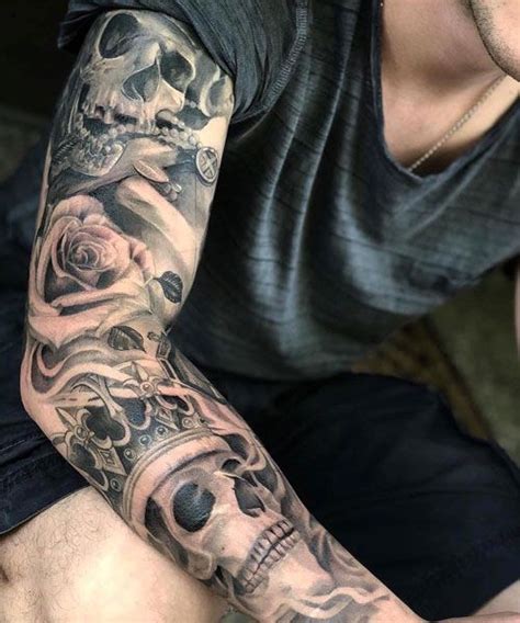 Men S Hairstyles Now Skull Sleeve Tattoos Sleeve Tattoos Skull Sleeve