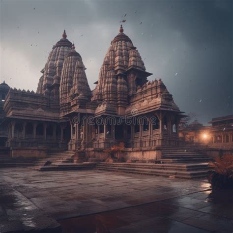 Night View of Beautiful Cinematic Shot of Ram Mandir Ayodhya Stock ...