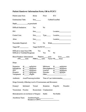 Patient Handover Form Clinical Departments Clinicaldepartments Musc