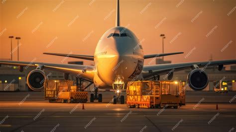 Premium Photo | A commercial cargo air freight airplane loaded