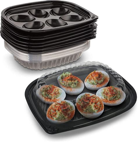 MT Products Plastic Deviled Egg Carrier/Deviled Egg Tray with Lid - Set ...