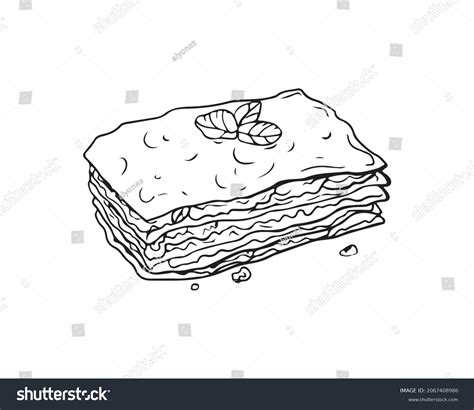 Lasagna Drawn Black Outline Icon Doodle Stock Vector Royalty Free