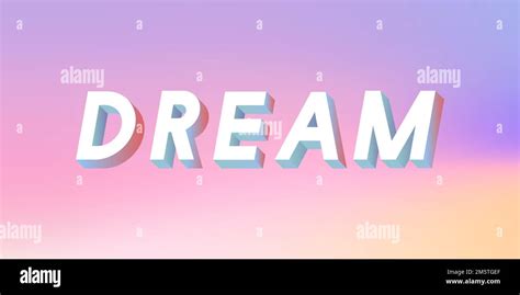 Isometric Word Dream Typography On A Pastel Gradient Background Vector