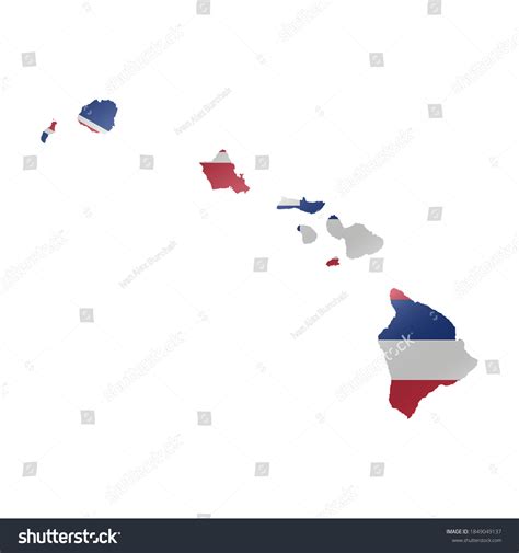 Detailed Waving Flag Map Hawaii Vector เวกเตอร์สต็อก ปลอดค่าลิขสิทธิ์