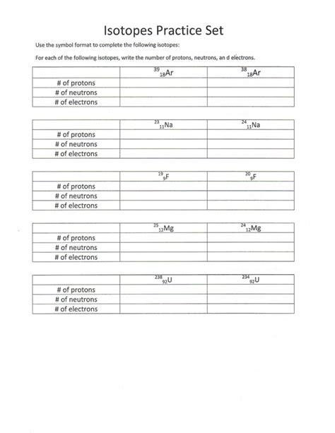 Isotope And Ions Practice Worksheet