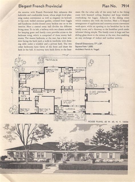 French Provincial Vintage House Plans