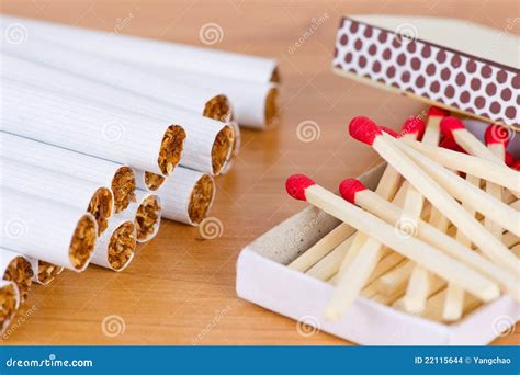 Match With Cigarette Stock Photo Image Of Matchbox Stack