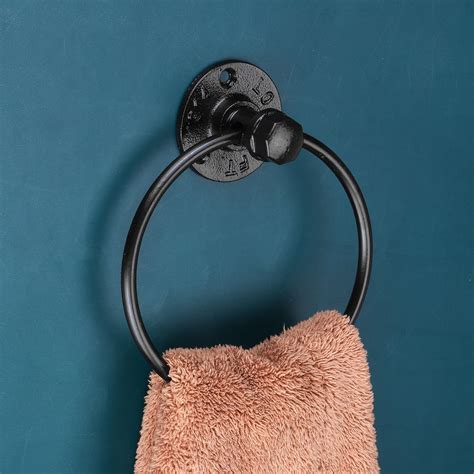 Towel Ring Black Bathroom Hand Towel Holder Ring Polished Shiny Black