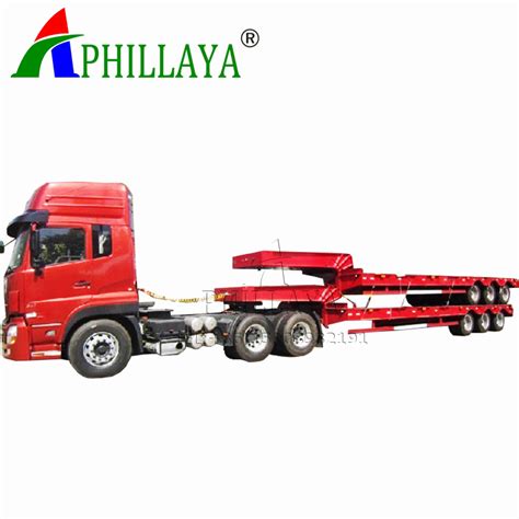 Side Wall Removeable Type Four Axle Gooseneck Lowbed Low Bed Lowboy