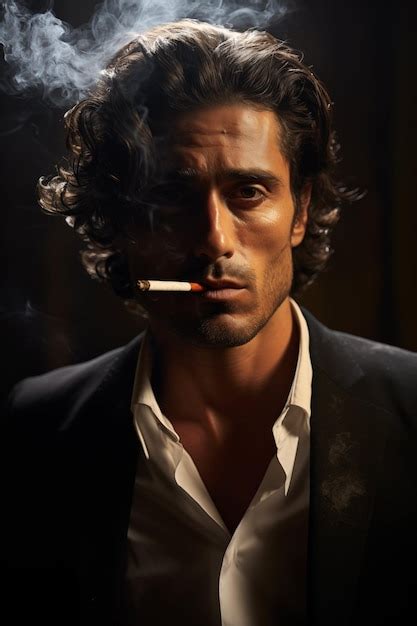 Premium Photo A Young Italian Mafia Don Smoking His Cigarette