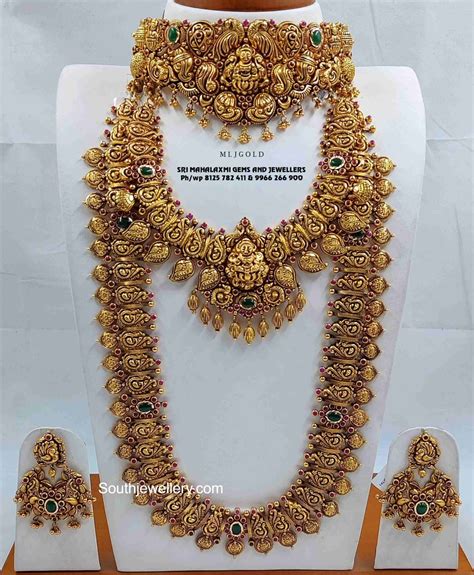 Antique Gold Bridal Temple Jewellery Set Indian Jewellery Designs