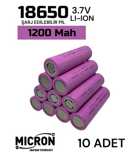 10 Adet 18650 Lityum Pil 1200 Mah Amper 3 7 V Şarj Edilebilir Başsız Pil