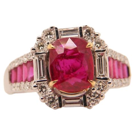 Grs Bague En Or Carats Avec Diamants Et Rubis De Birmanie Couleur