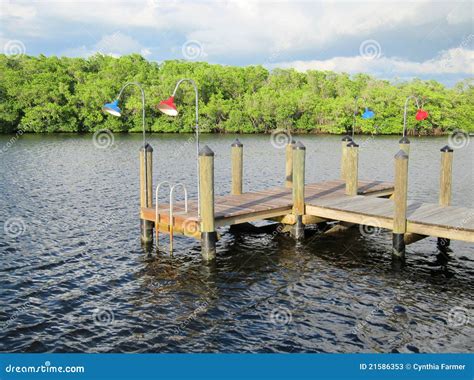 Old Wooden Boat Dock By An Inlet Stock Image Image Of Naples Summer