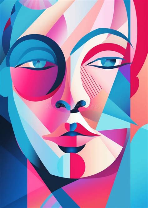 Woman Cubism Graphic Face Poster Illustration Portrait Cubist Fashion