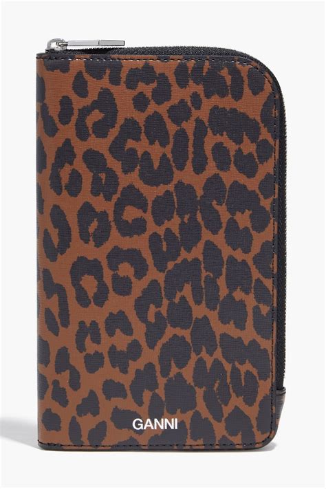 GANNI Leopard Print Textured Leather Wallet THE OUTNET