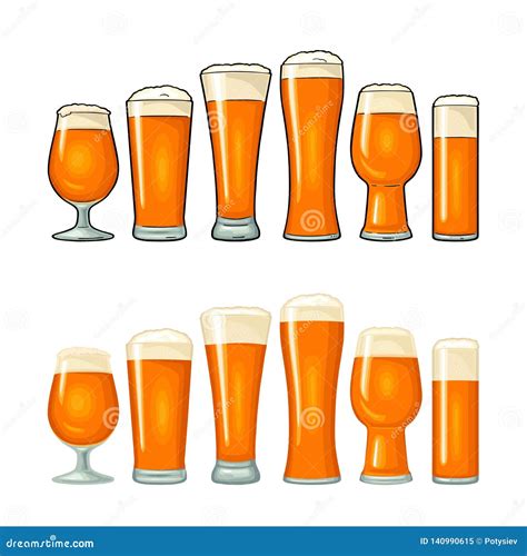 Different Types Beer Glasses Vector Color Flat Icon Stock Vector Illustration Of Lager Icon