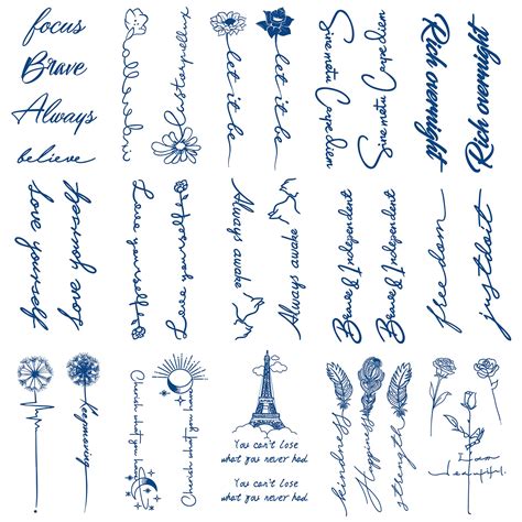 Mua Tiny Fake Tattoos Sheet Semi Permanent English Temporary