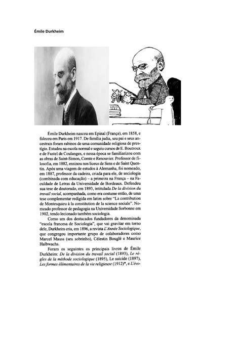 Material 3 Ts I Teorias Sociologicas I Émile Durkheim Durkheim Em