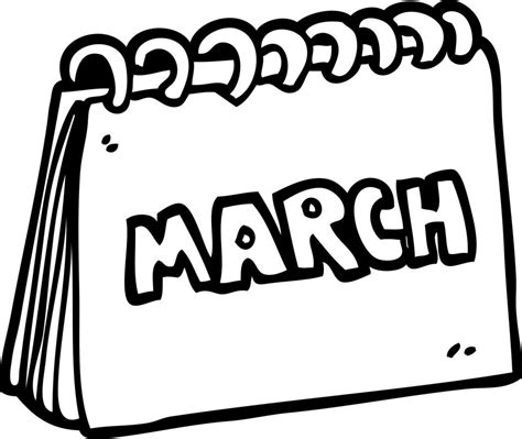 Line Drawing Cartoon Calendar Showing Month Of March 12158129 Vector