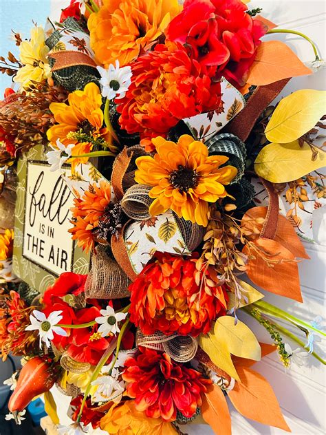 Autumn Floral Wreath Rustic Fall Decor Seasonal Home Decor Fall Wreath Front Door Wreath